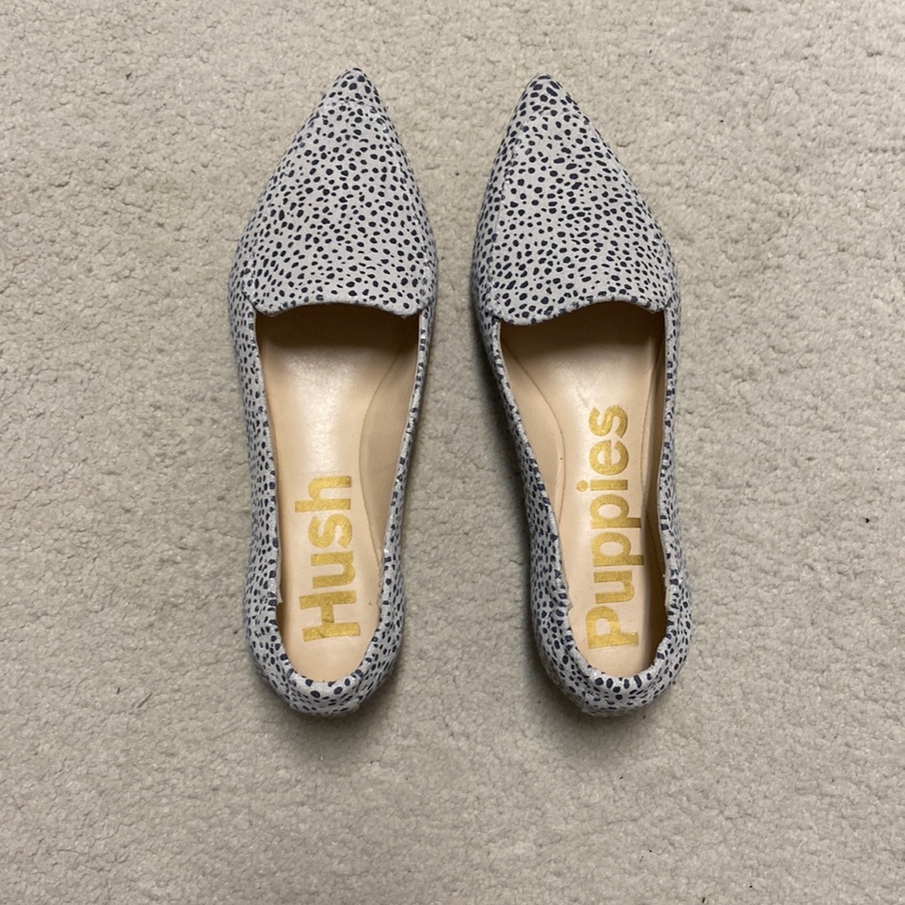 Dalmatian print Hazel Pointe Hush Puppies pointed loafers